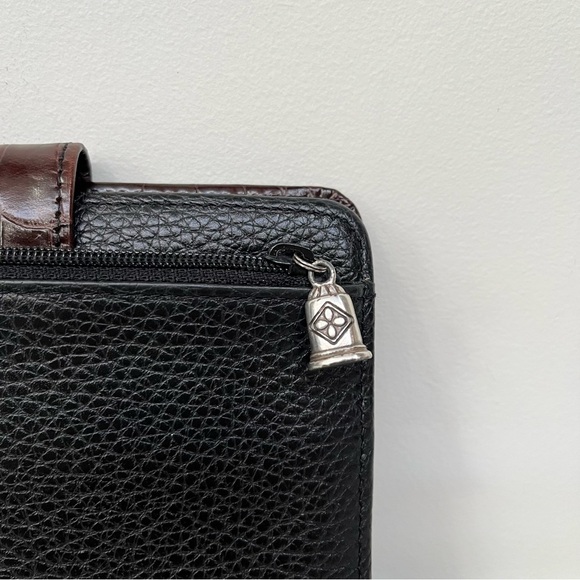 Vintage Brighton Pebbled Leather Croc Embossed Bi-Fold Wallet Brown Black - Picture 6 of 13